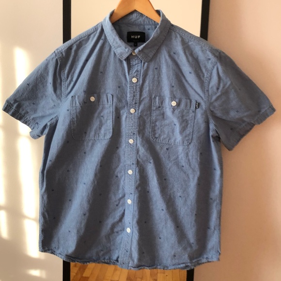 HUF button-down payday chambray denim-style shirt - Picture 2 of 11